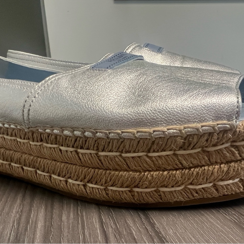 Prada Silver Espadrille Shoes with Luxe Metallic Finish - Picture 3 of 4